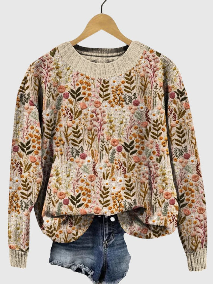 Mirrin Comfortable Floral Sweater