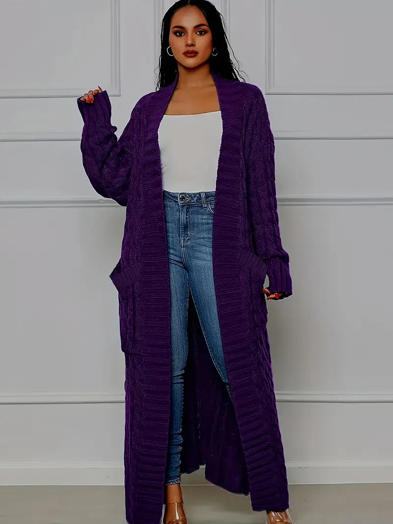 Samya™ - Extra-Long Cable Knit Cardigan