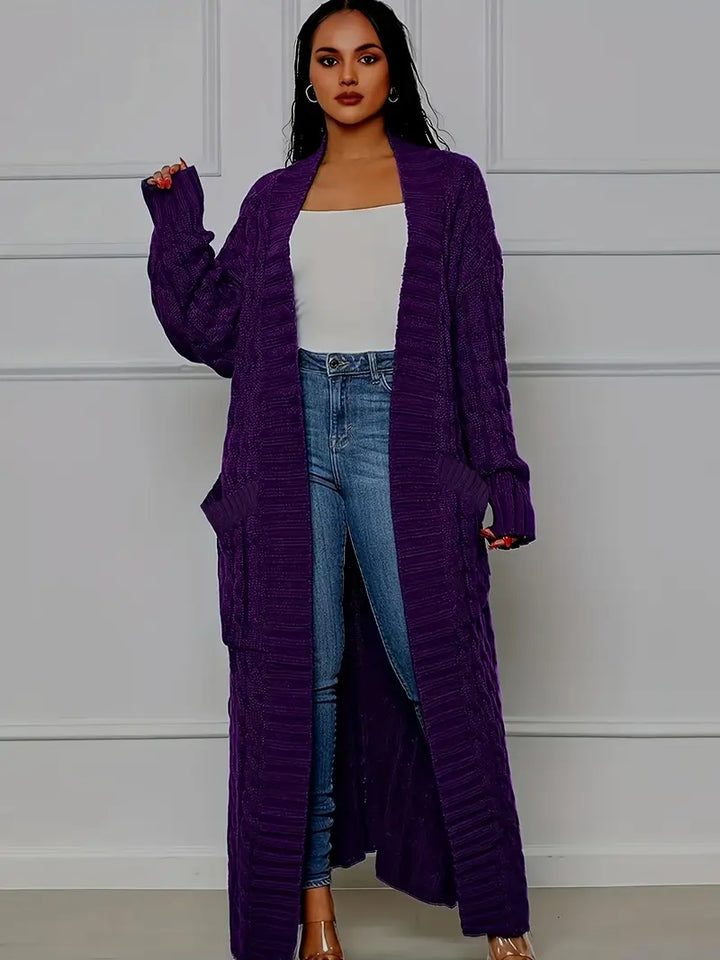 Samya™ - Extra-Long Cable Knit Cardigan