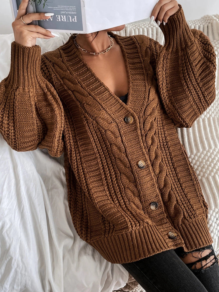Rhonda - Hearthside Cable Knit Slouch Cardigan