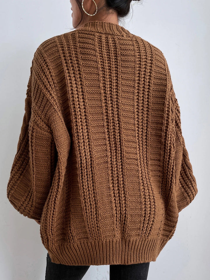 Rhonda - Hearthside Cable Knit Slouch Cardigan