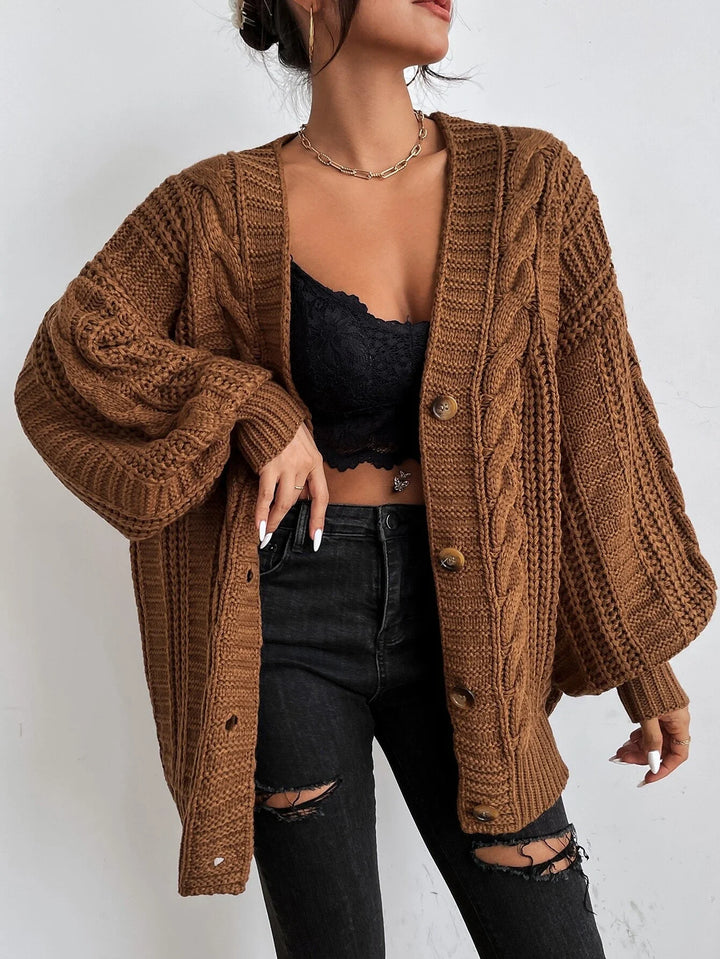 Rhonda - Hearthside Cable Knit Slouch Cardigan