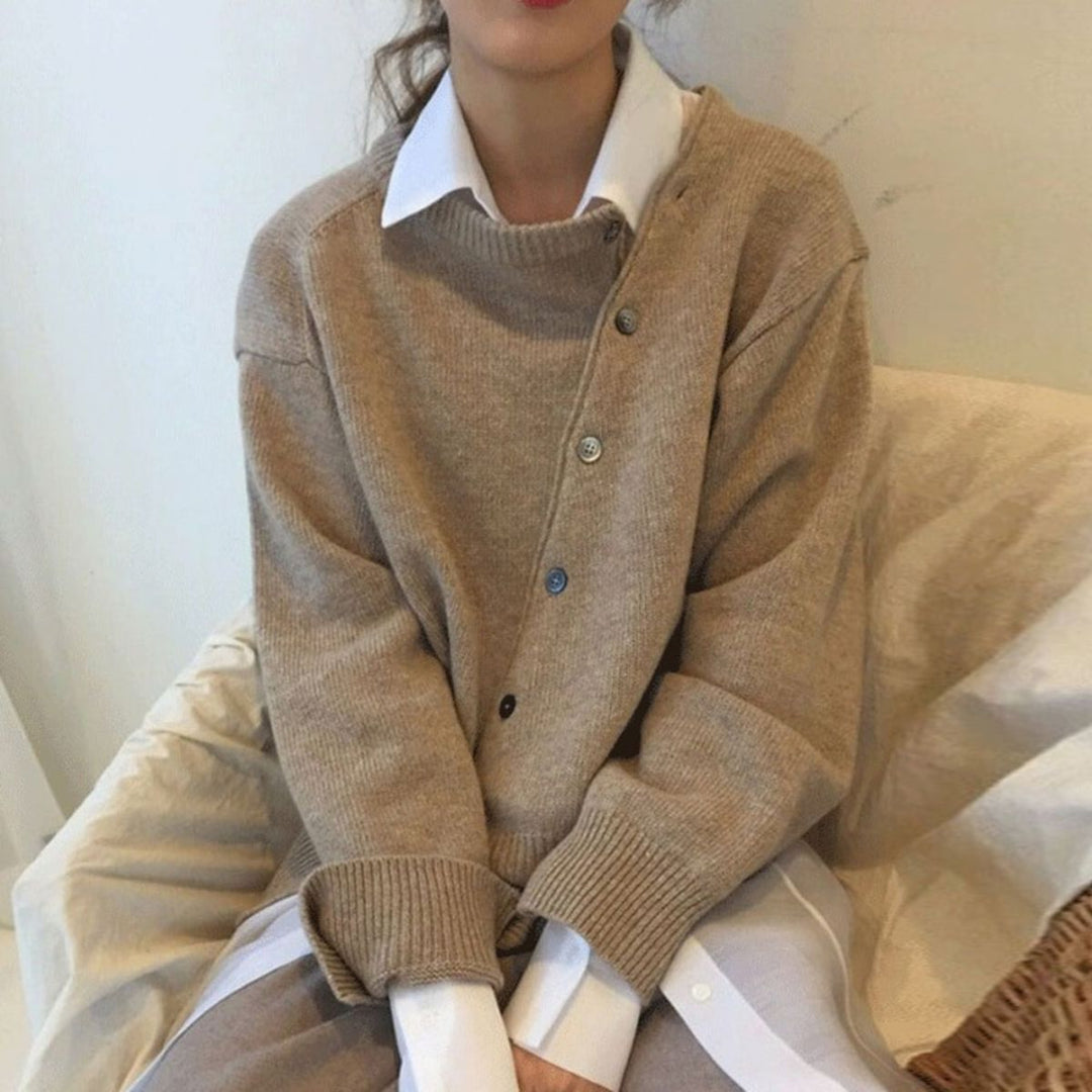 Irene™ | Button-Down Sweater with Layered Collar