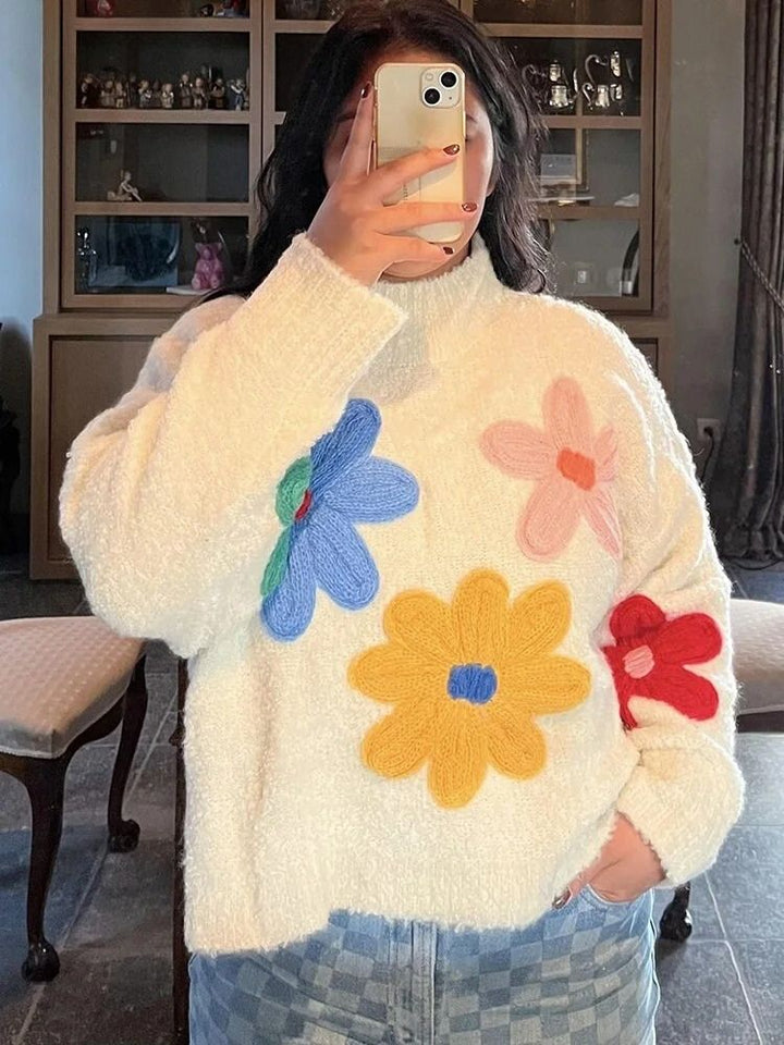 Leese - Elegant Floral Knit Jumper