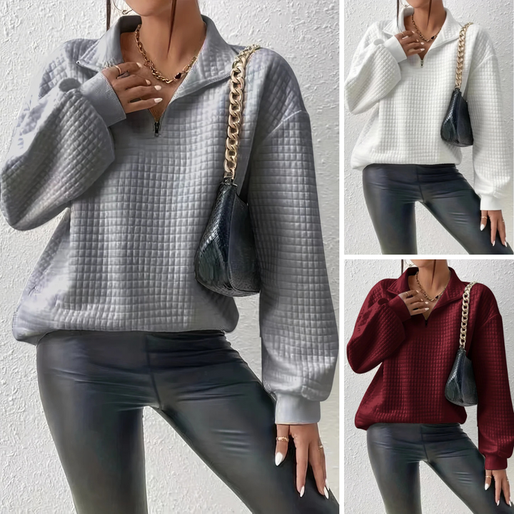 Betty - Chic Waffle Jumper with Zip