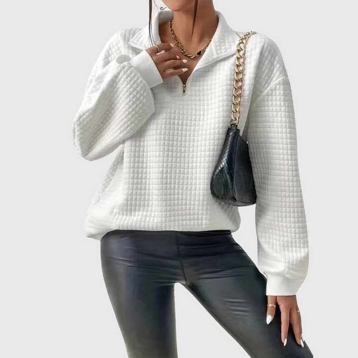 Betty - Chic Waffle Jumper with Zip