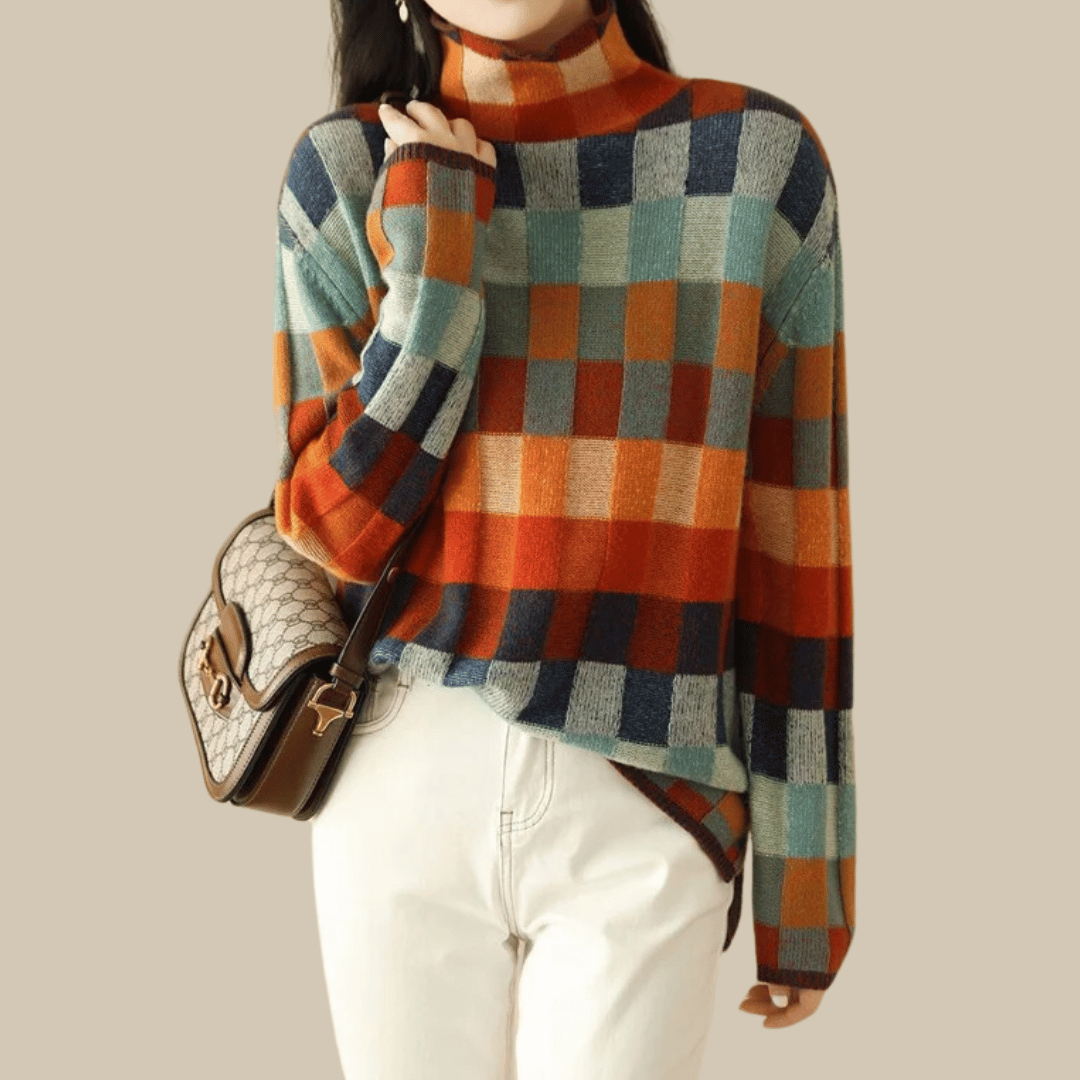 Tanya - Women’s Patchwork Turtleneck Jumper