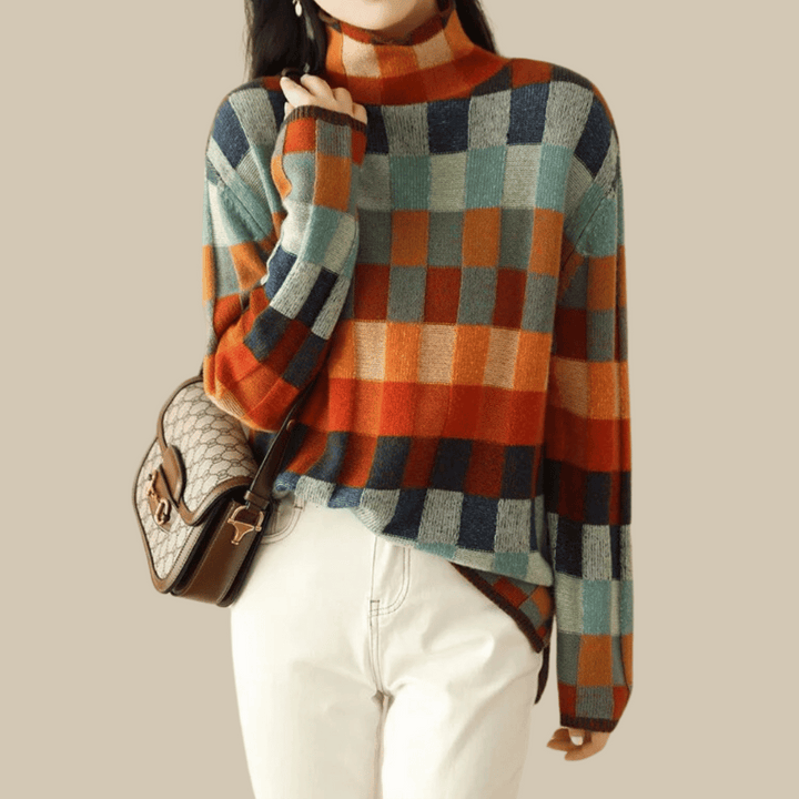Tanya - Women’s Patchwork Turtleneck Jumper