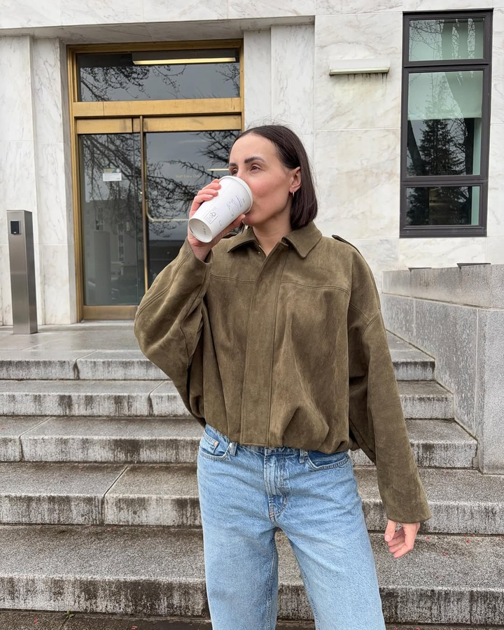 Senna - Suede Effect Bomber Jacket