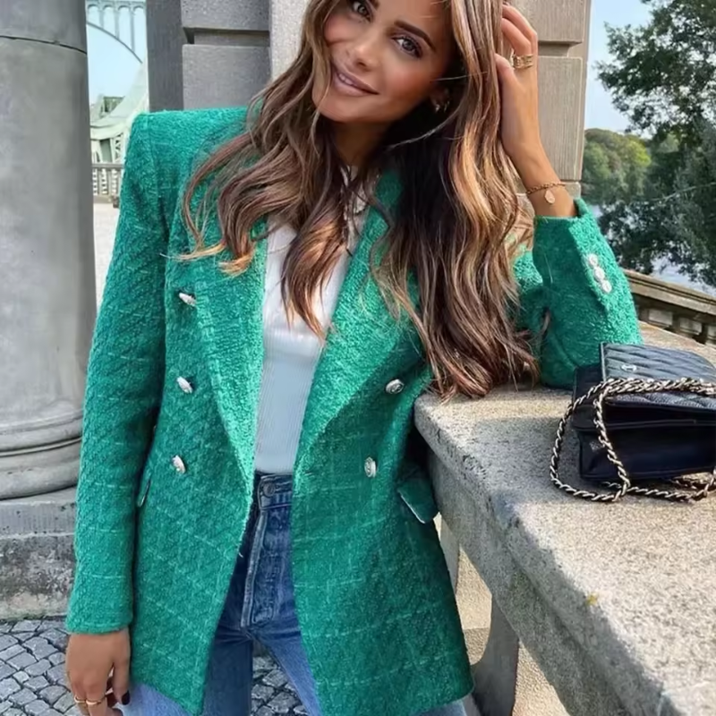 Lotte - Long-Sleeve Notched Collar Blazer