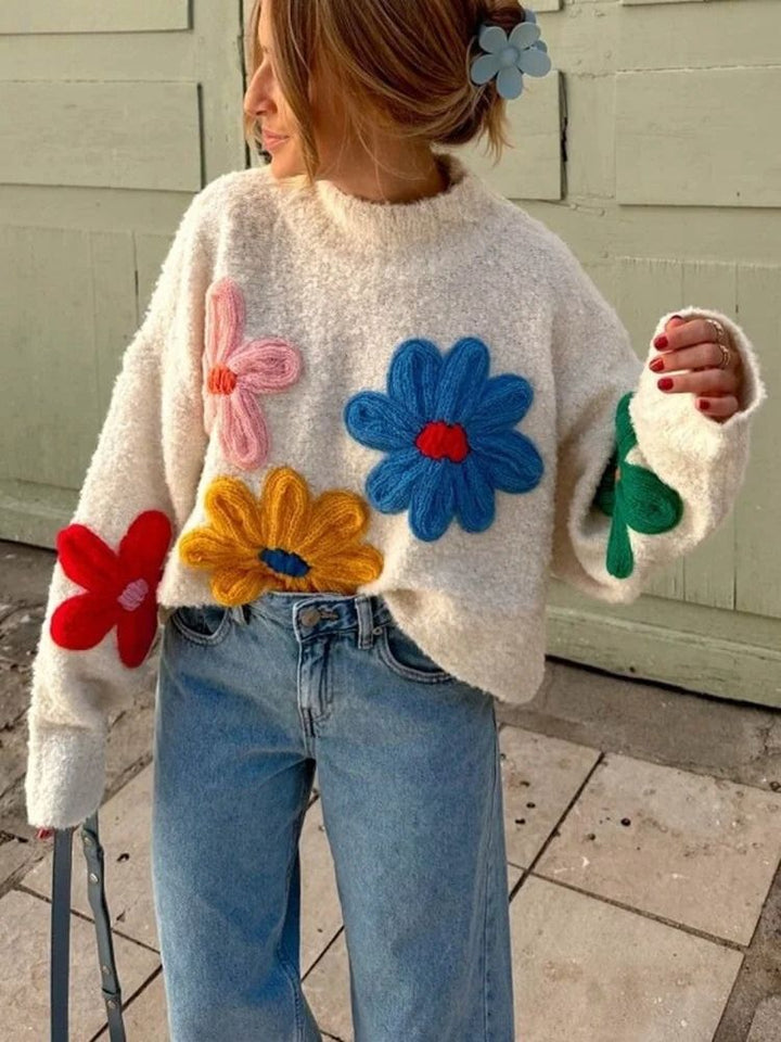 Leese - Elegant Floral Knit Jumper