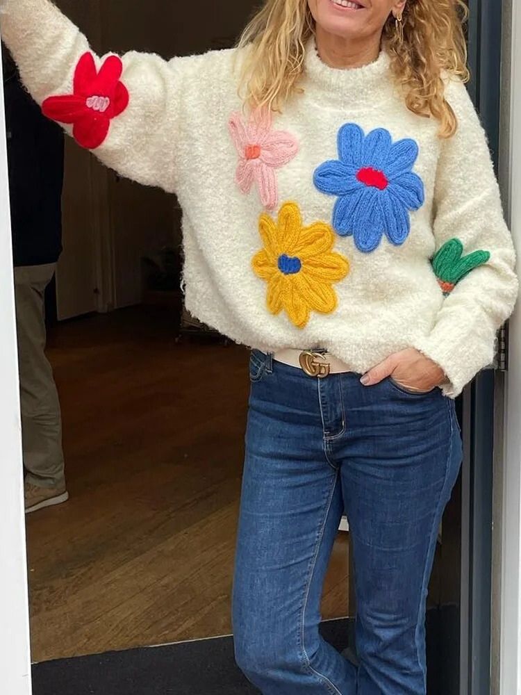 Leese - Elegant Floral Knit Jumper