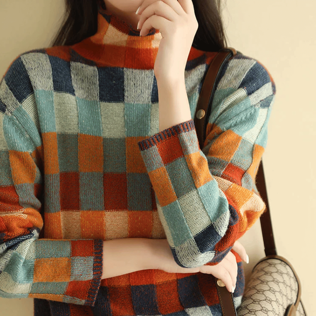 Tanya - Women’s Patchwork Turtleneck Jumper