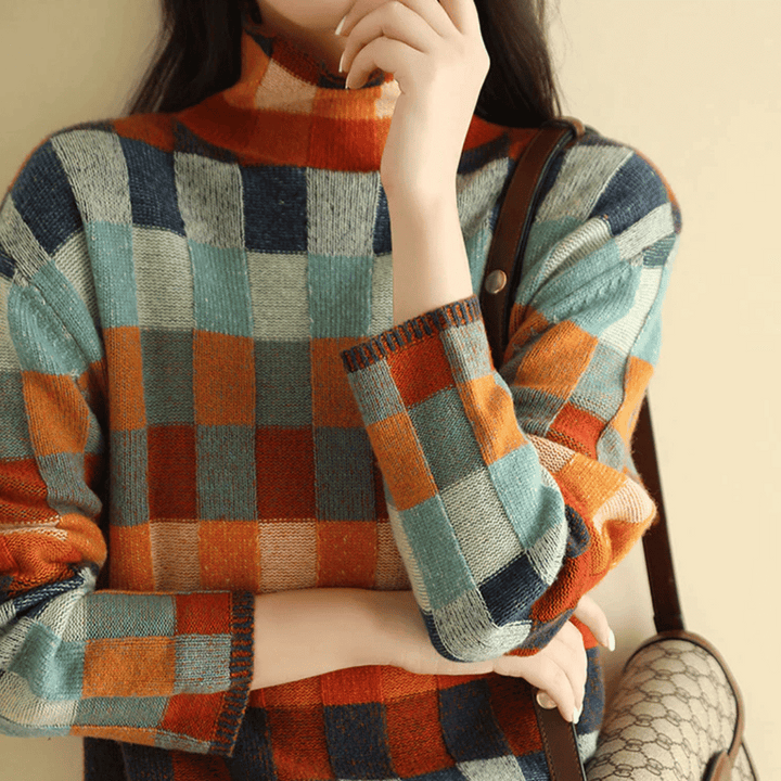 Tanya - Women’s Patchwork Turtleneck Jumper