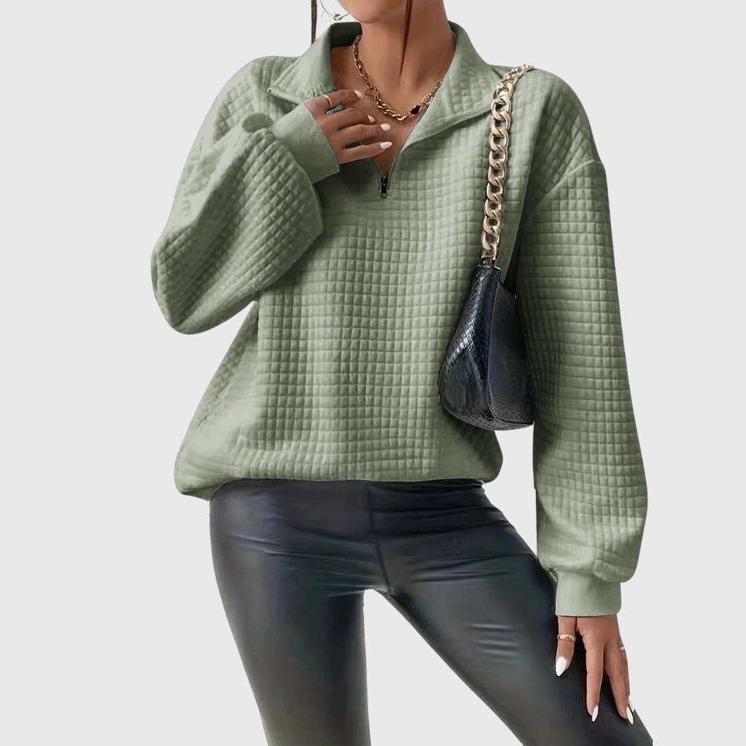 Betty - Chic Waffle Jumper with Zip
