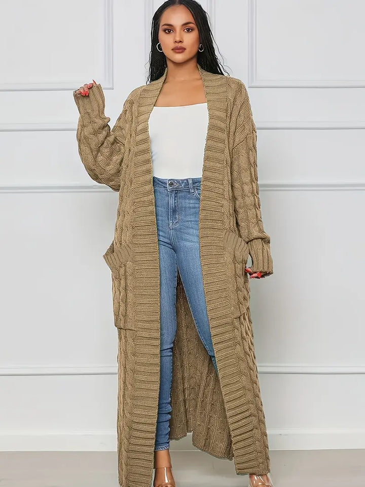 Samya™ - Extra-Long Cable Knit Cardigan
