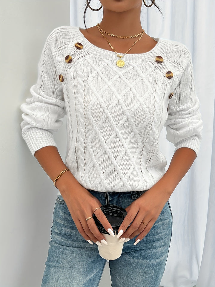 Viviene - Elegant Cable Knit Sweater