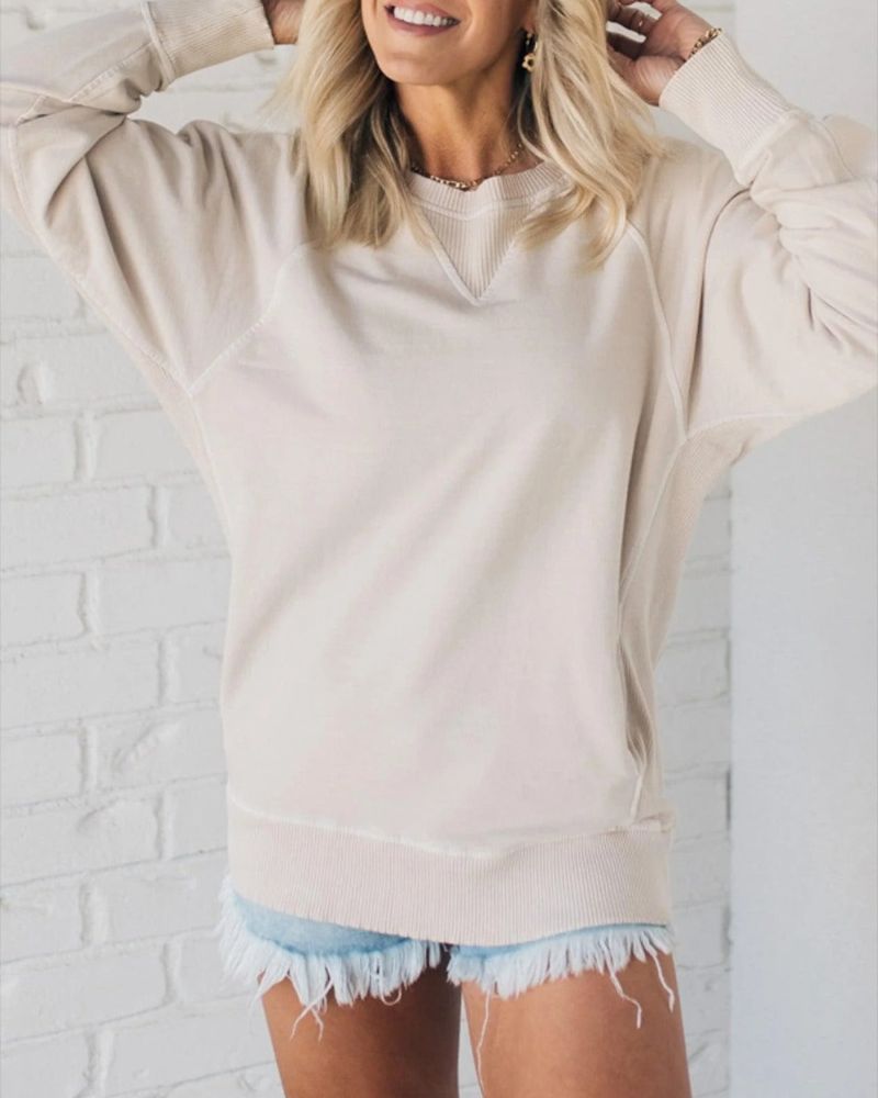Inger - Ribbed Accent Pocketed Pullover