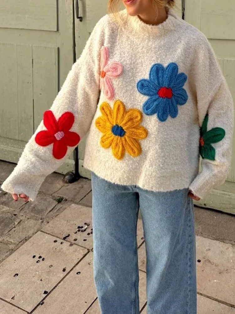 Leese - Elegant Floral Knit Jumper