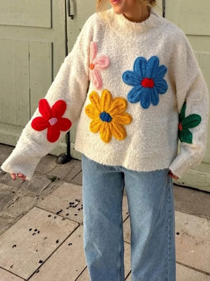 Leese - Elegant Floral Knit Jumper