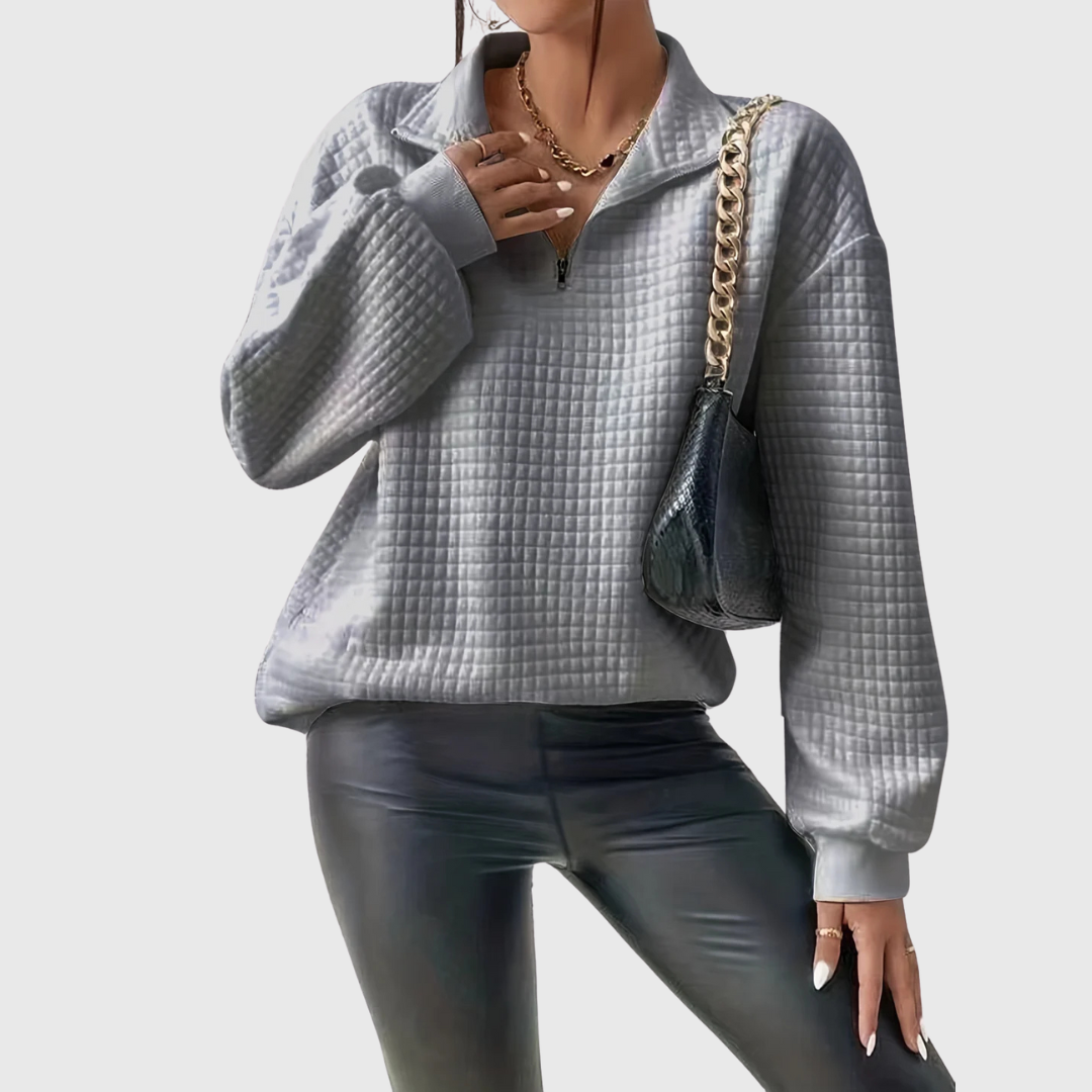 Betty - Chic Waffle Jumper with Zip
