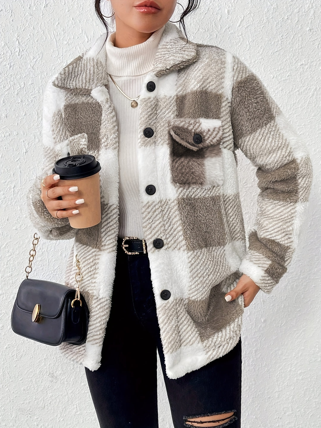 Yabbi - Polar Fleece Plaid Jacket