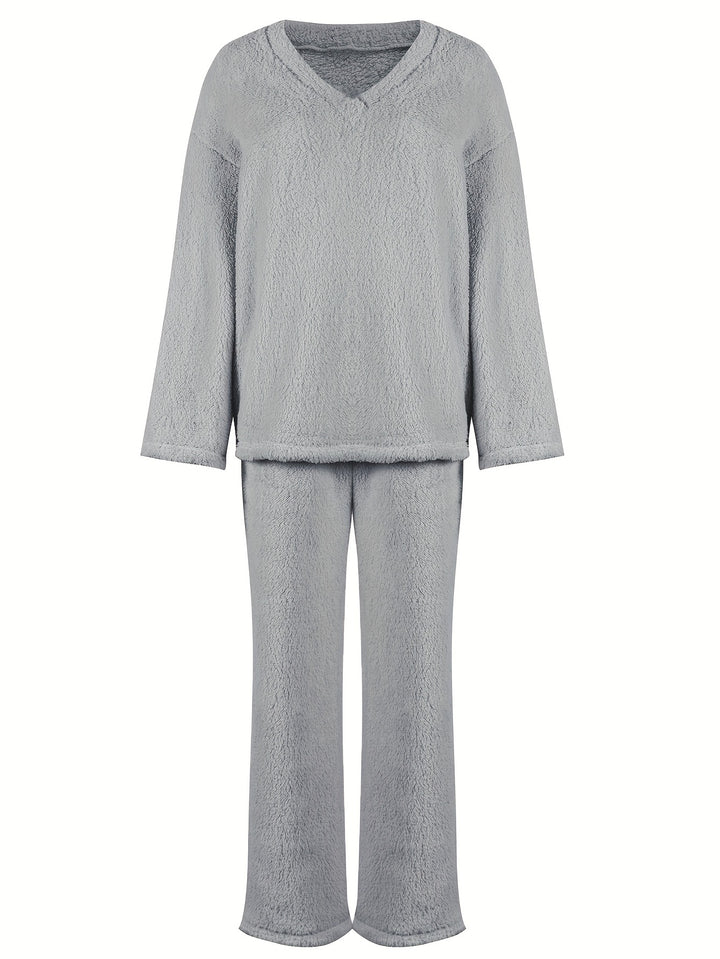 Melita - Cozy Elegant Women's V-Neck Set