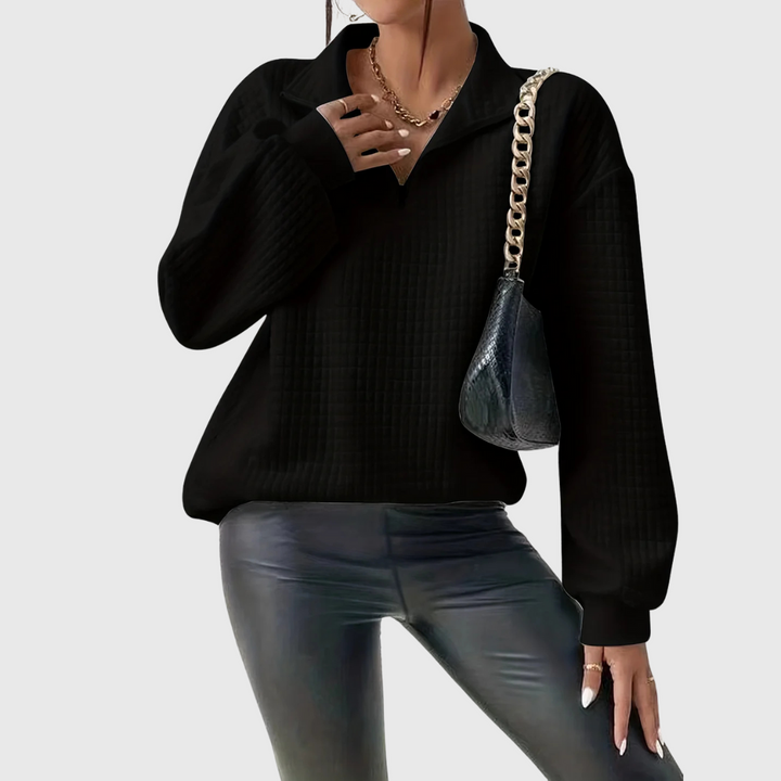 Betty - Chic Waffle Jumper with Zip