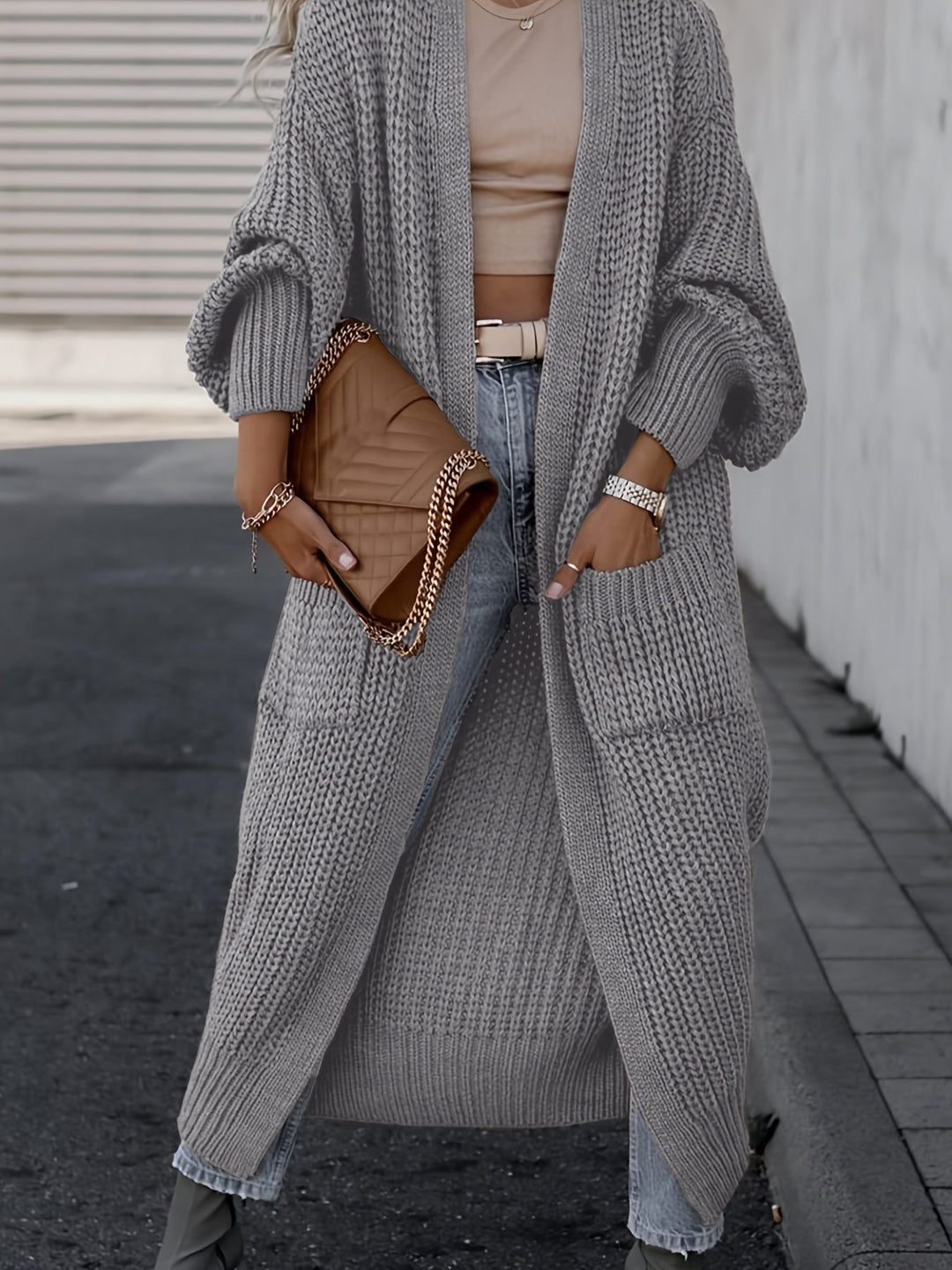 Nat - Elegant Chunky Knit Long Cardigan