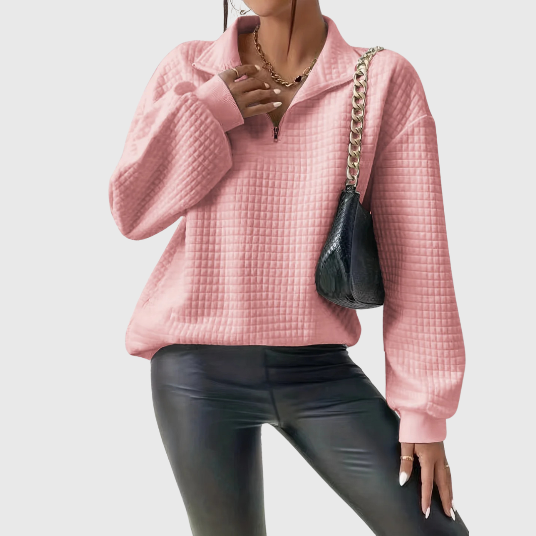 Betty - Chic Waffle Jumper with Zip
