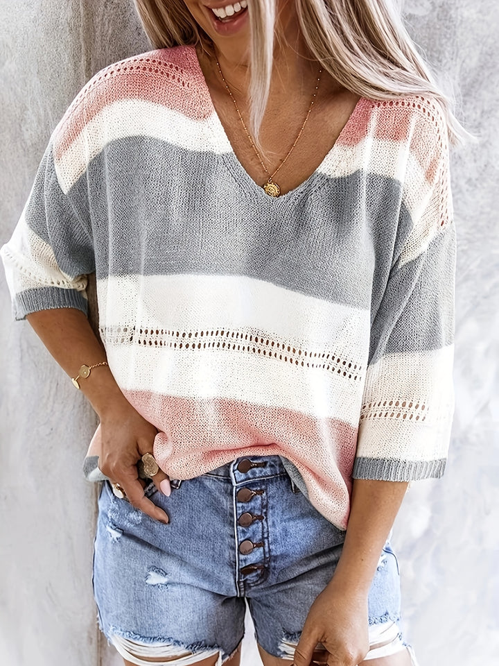 Ida - Striped V-Neck Sweater