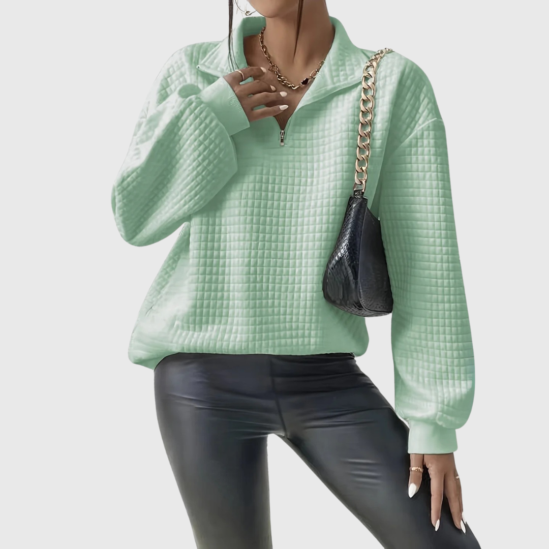 Betty - Chic Waffle Jumper with Zip