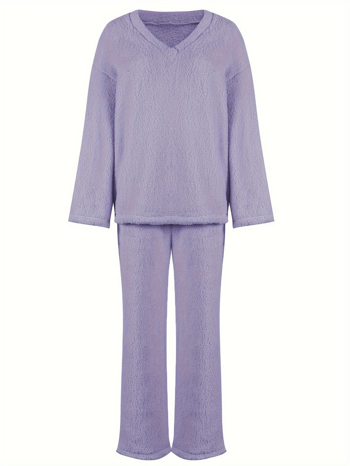 Melita - Cozy Elegant Women's V-Neck Set