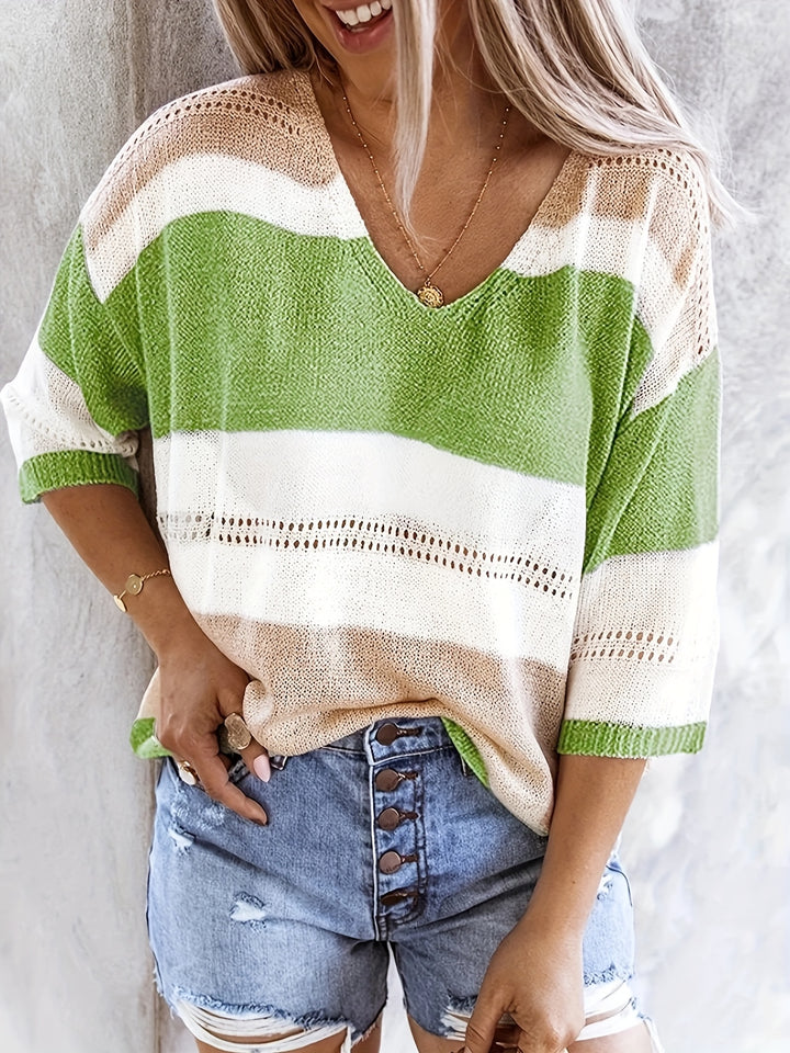 Ida - Striped V-Neck Sweater