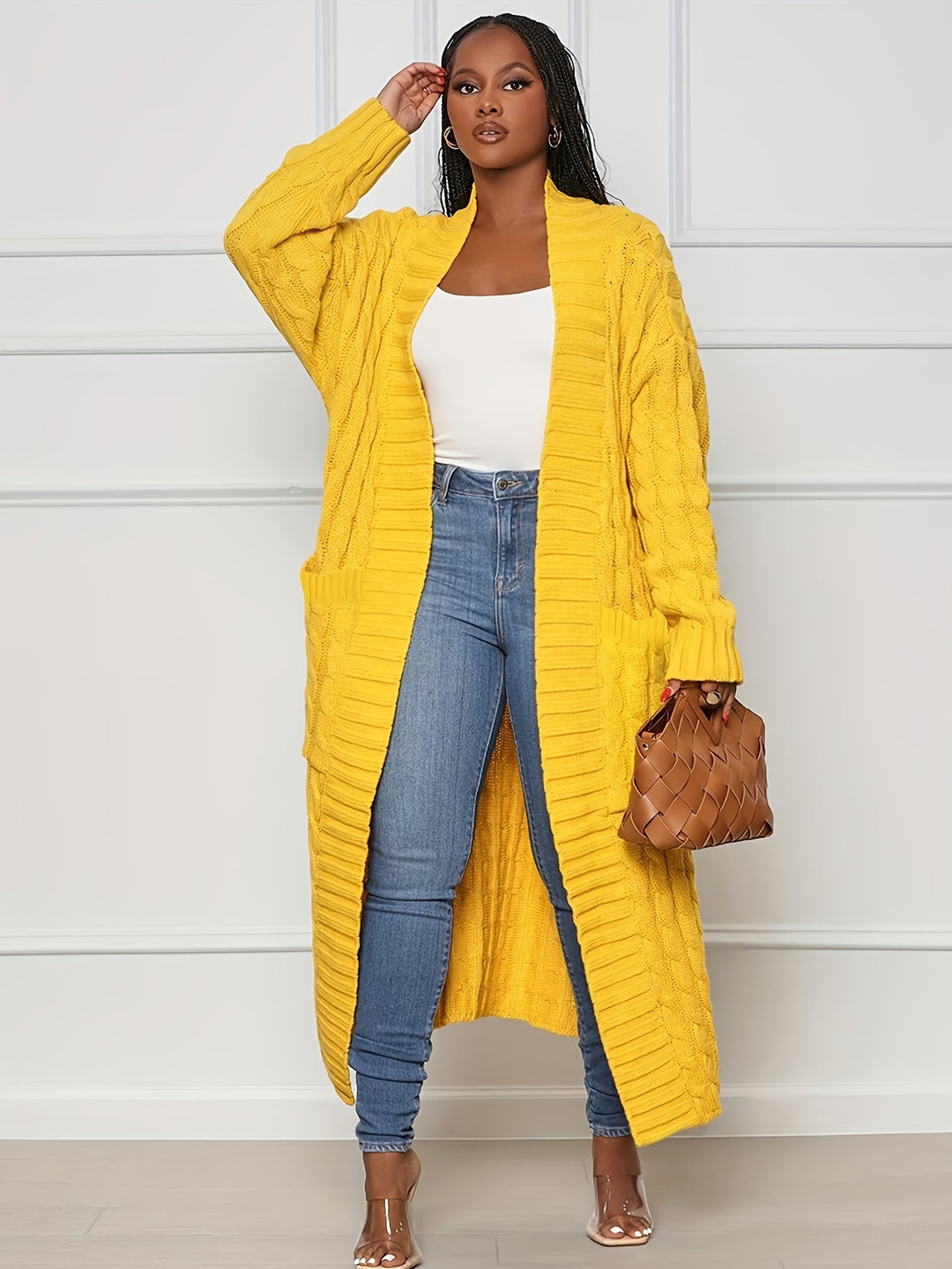 Samya™ - Extra-Long Cable Knit Cardigan