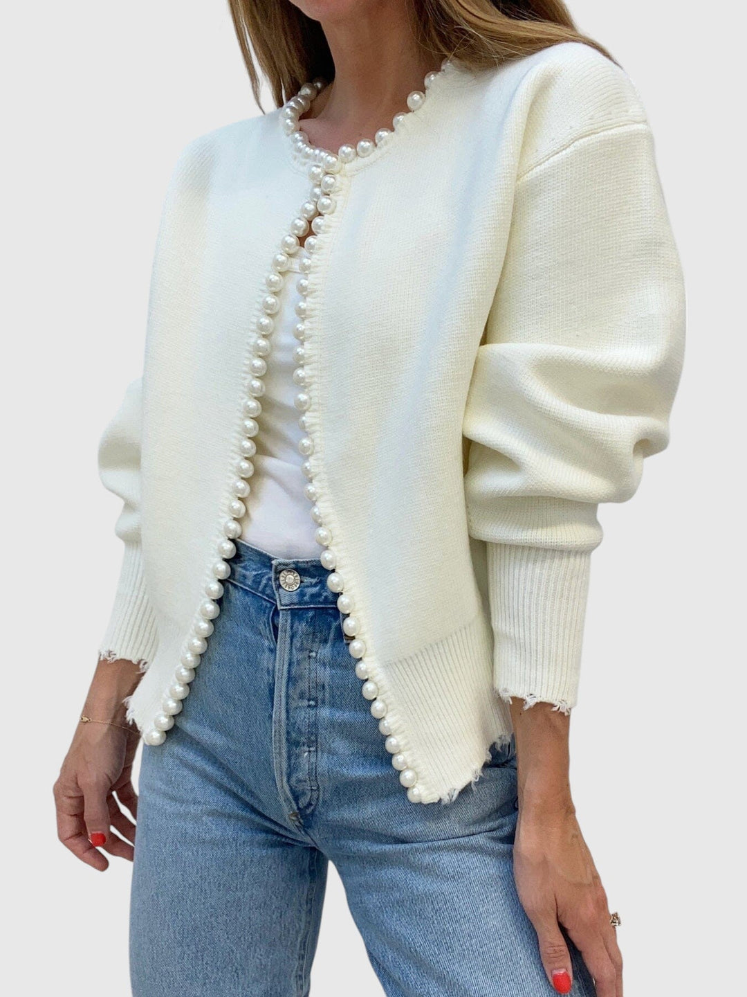Milena™ - Cardigan with Pearls and Rips