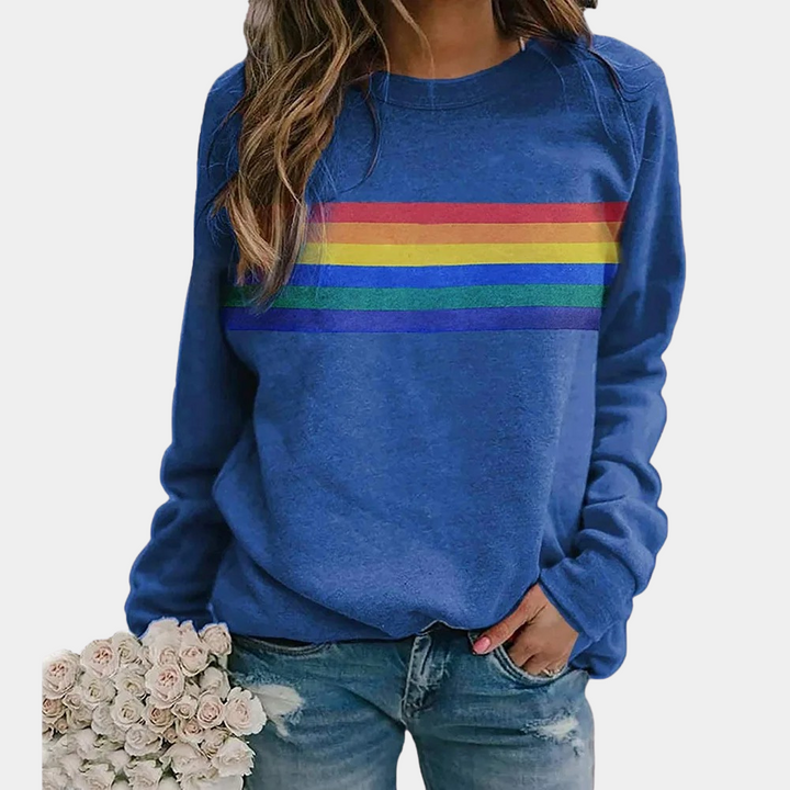 Sara - Rainbow Stripe Crewneck Sweatshirt