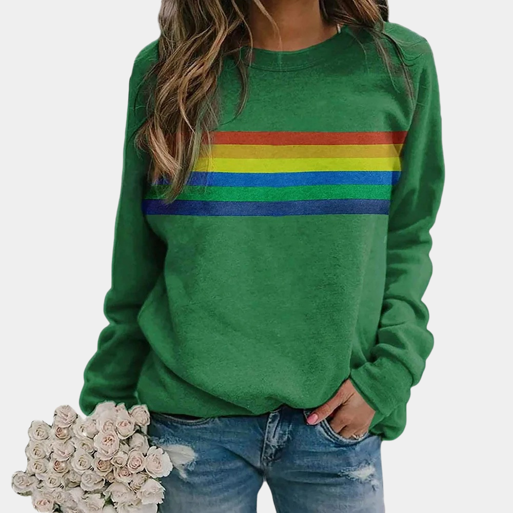 Sara - Rainbow Stripe Crewneck Sweatshirt