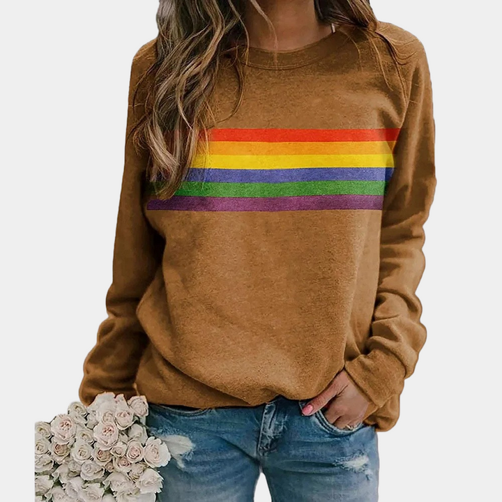 Sara - Rainbow Stripe Crewneck Sweatshirt