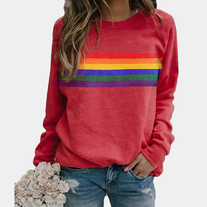 Sara - Rainbow Stripe Crewneck Sweatshirt