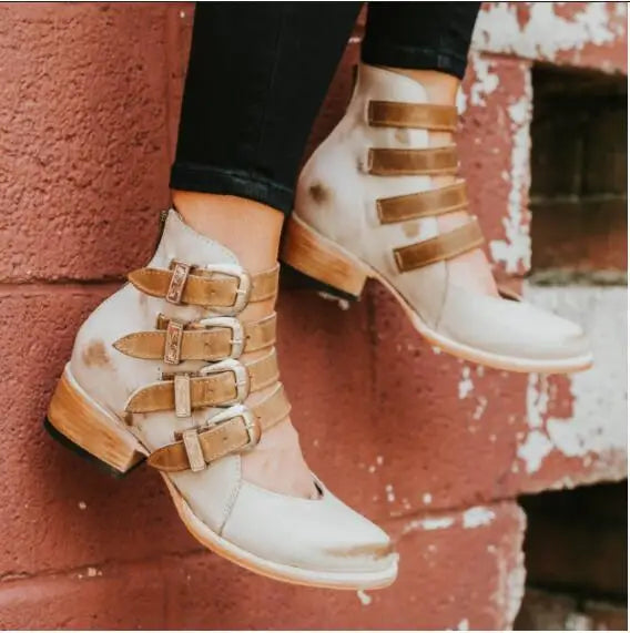 Zara™ - Vintage Leather Heels with Buckle