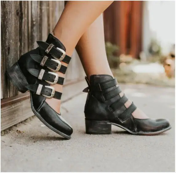 Zara™ - Vintage Leather Heels with Buckle