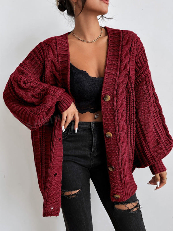 Rhonda - Hearthside Cable Knit Slouch Cardigan