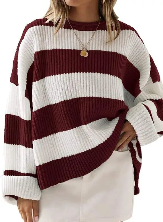 Sasha - Striped Oversized Knit Sweater