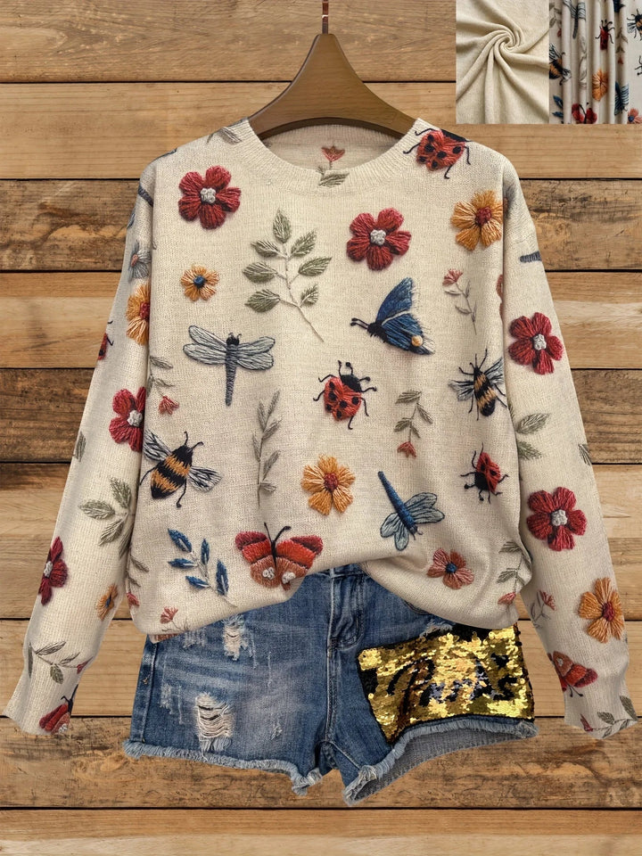 Madeleine - Women Embroidered Floral Knit Sweater