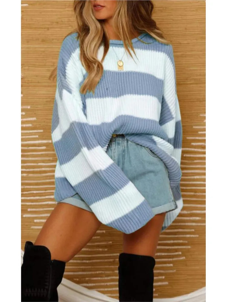 Sasha - Striped Oversized Knit Sweater