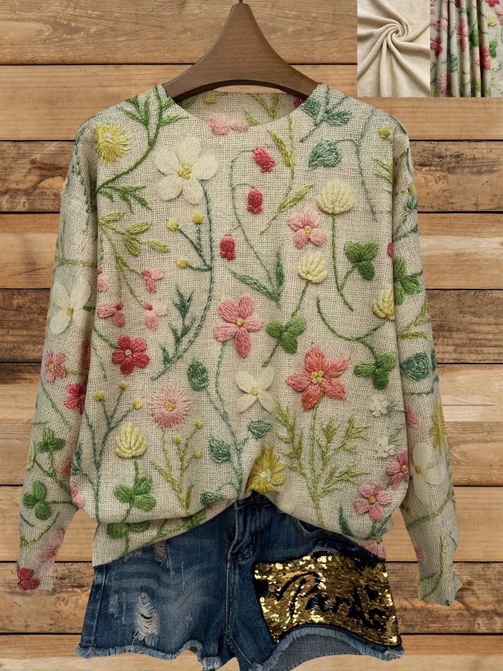 Madeleine - Women Embroidered Floral Knit Sweater