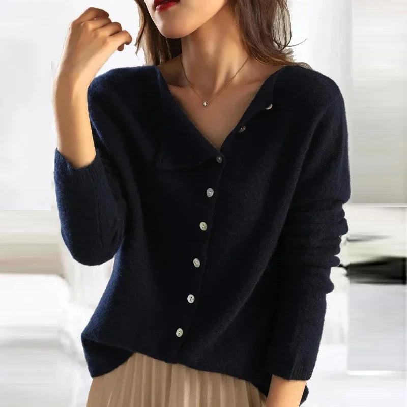 Kyra™ - Asymmetrical Button Sweater