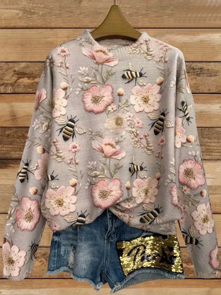 Madeleine - Women Embroidered Floral Knit Sweater
