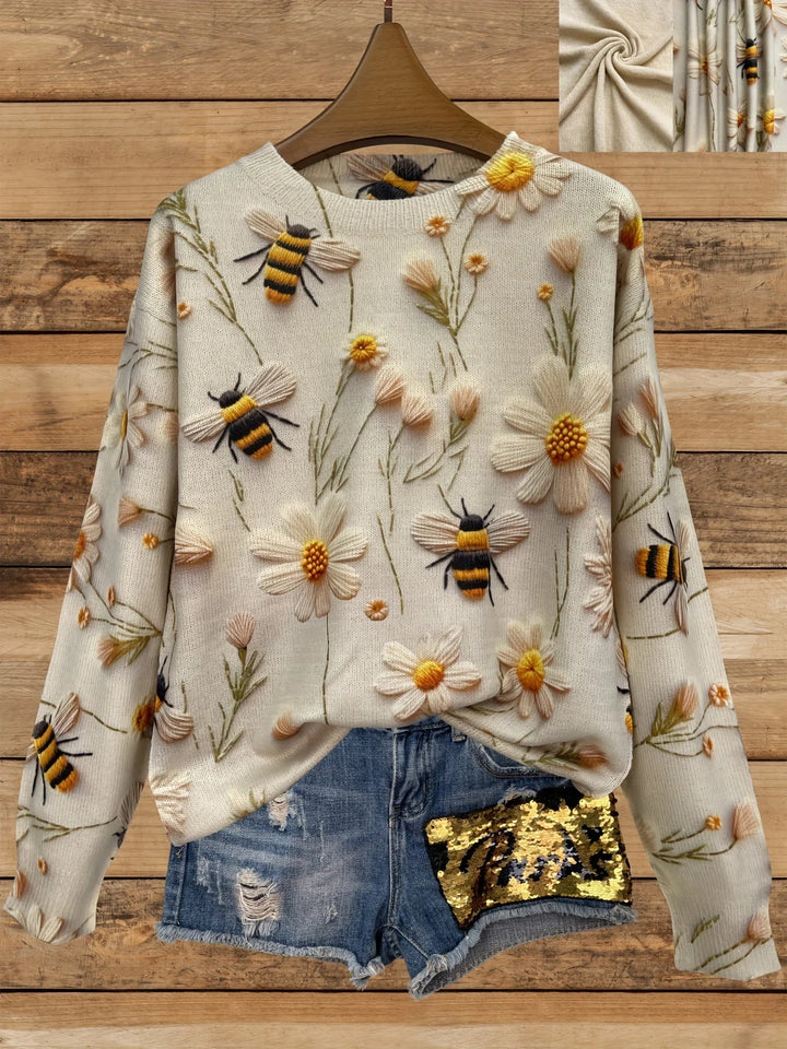 Madeleine - Women Embroidered Floral Knit Sweater